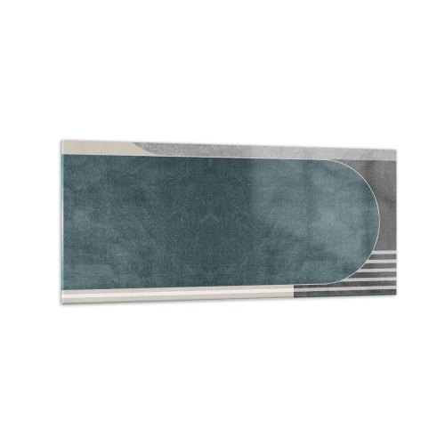 Glasbild - Bild auf glas - Geometrische Abstraktion in Grau- und Grüntönen - 120x50cm - Komposition auf der Ebene - Moderne Wanddekoration für Wohnzimmer und Schlafzimmer ARTTOR
