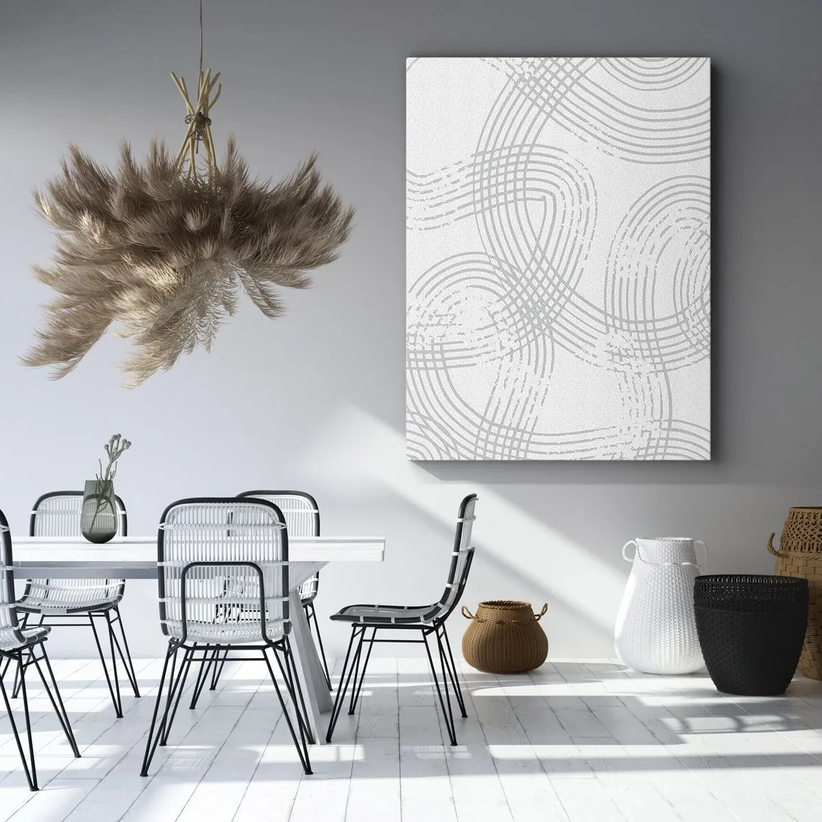 Bild auf Leinwand - Leinwandbild - Ein subtiles Muster mit verwobenen Linien in hellen Farbtönen - 50x70cm - Es gibt keinen einfachen Weg - Moderne Wanddekoration für Wohnzimmer und Schlafzimmer ARTTOR