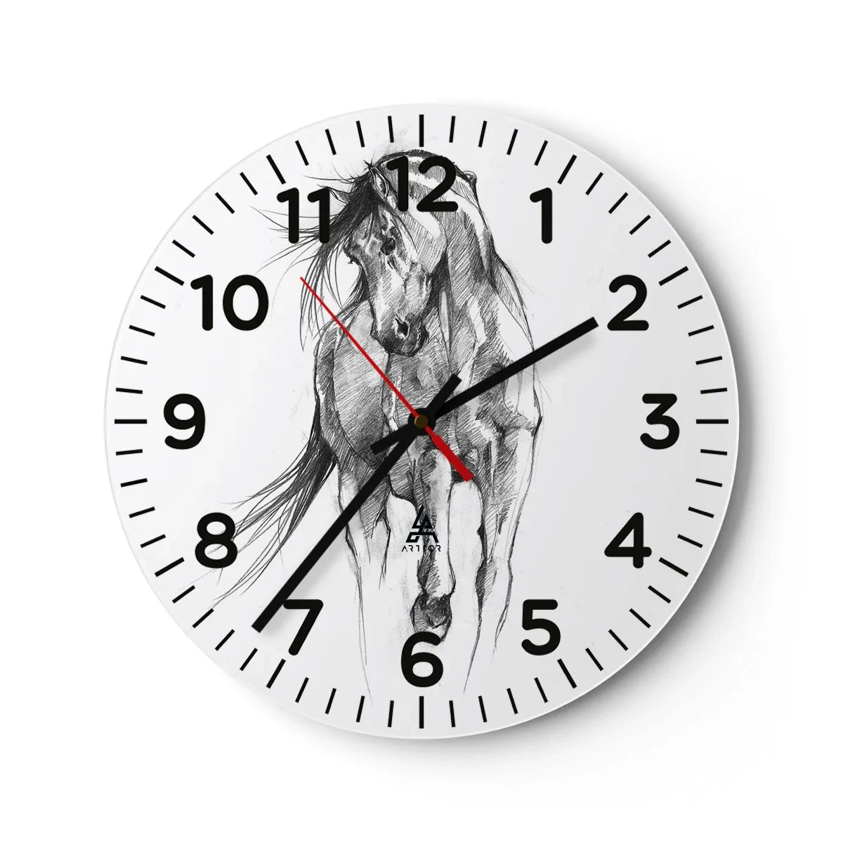 Wanduhr - Glasuhr - Im anmutigen Trab - 40x40 cm