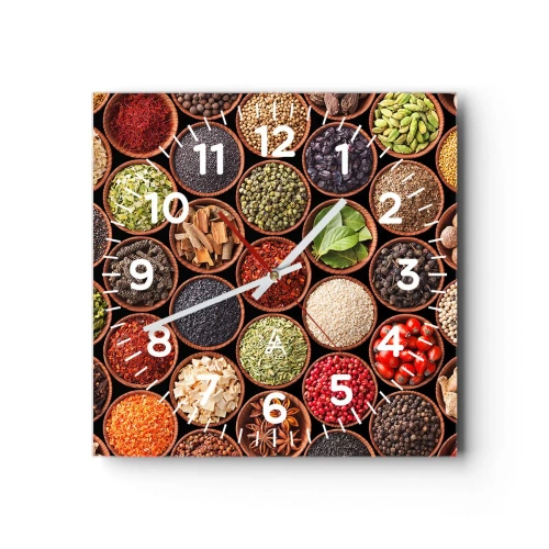 Wanduhr - Glasuhr - Alle Aromen der Welt - 30x30 cm