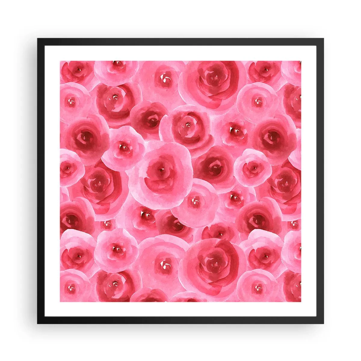 Poster in einem schwarzem Rahmen - Oben und unten Rosen - 60x60 cm