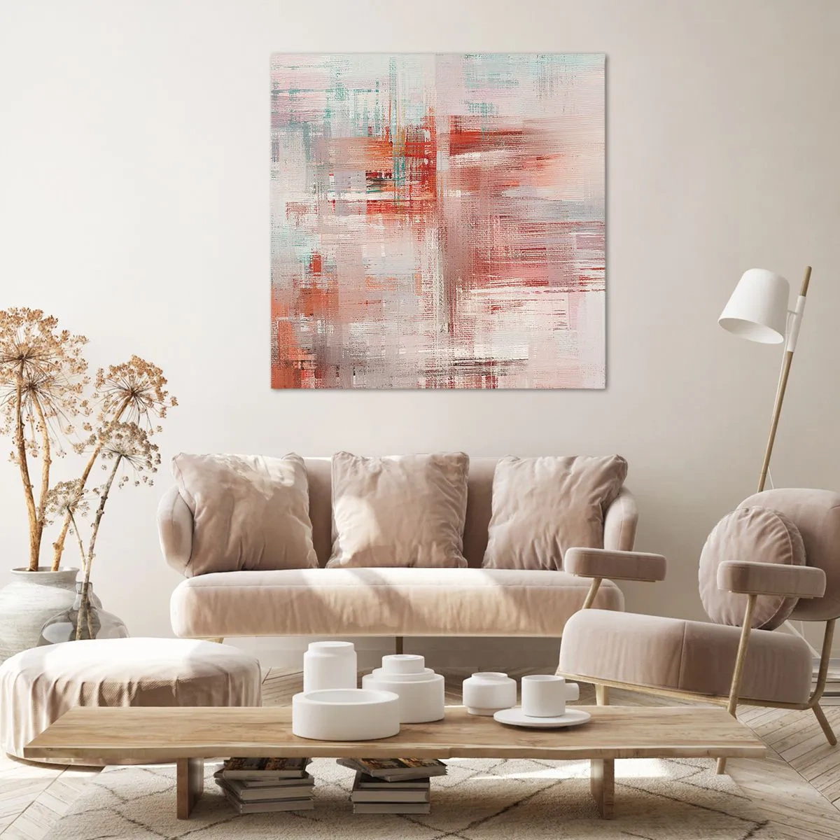 Bild auf Leinwand - Leinwandbild - Dunstig. Aber rosa - 60x60 cm