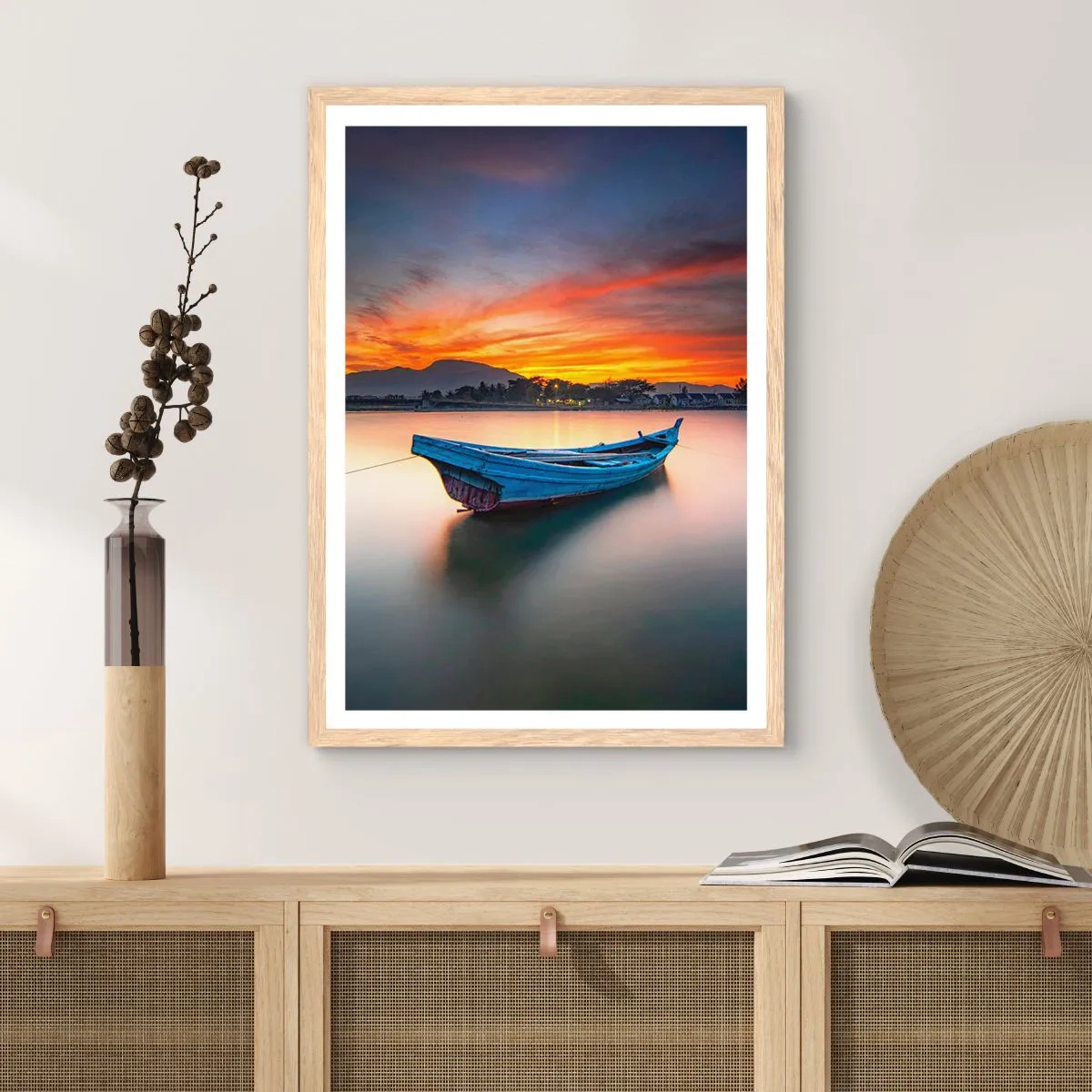 Poster in einem Rahmen aus heller Eiche - Eine gute Nacht kommt - 61x91 cm