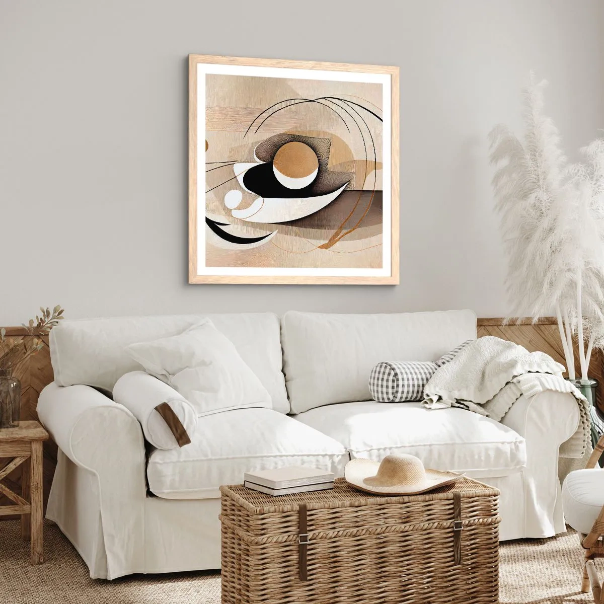 Poster in einem Rahmen aus heller Eiche - Komposition: die Essenz des Wortes - 30x30 cm