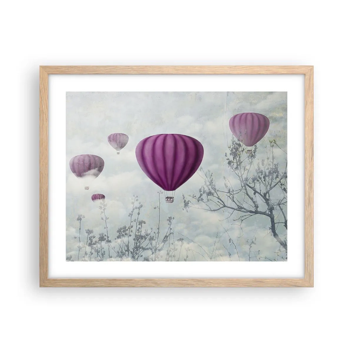 Poster in einem Rahmen aus heller Eiche - Wie Schiffe am Himmel - 50x40 cm