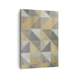 Bild auf Leinwand - Leinwandbild - Geometrische Komposition aus Dreiecken in erdigen Farbtönen - 50x70cm - Am Winkel des Dreiecks - Moderne Wanddekoration für Wohnzimmer und Schlafzimmer ARTTOR