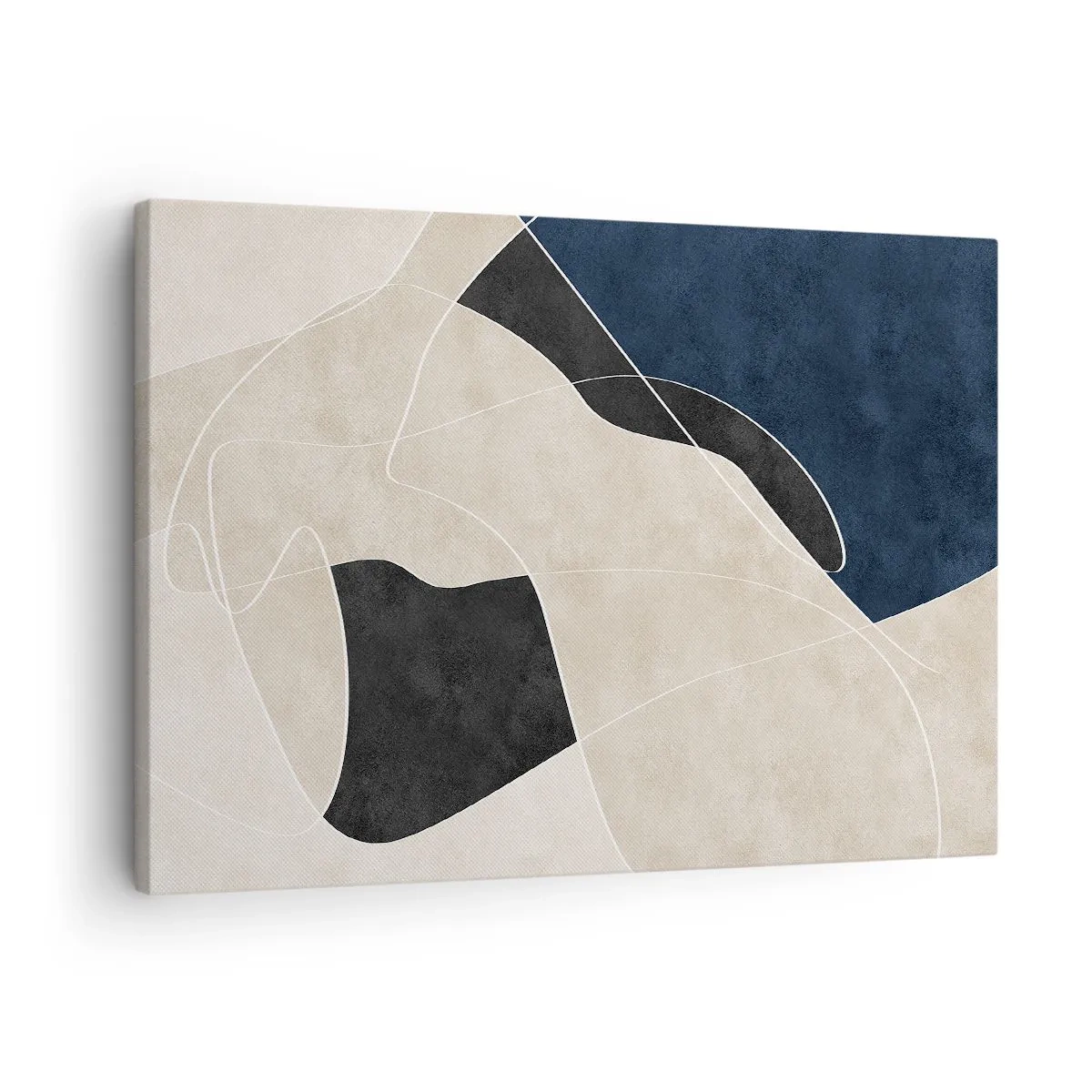 Bild auf Leinwand - Leinwandbild - Geometrische Abstraktion in Beige- und Marineblautönen - 70x50cm - Abstrakte Komposition – Farbkontrast - Moderne Wanddekoration für Wohnzimmer und Schlafzimmer ARTTOR