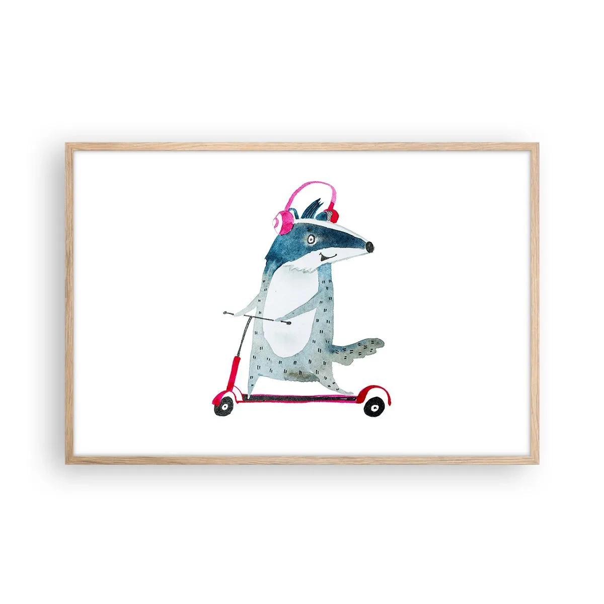 Poster in einem Rahmen aus heller Eiche - Dachsfreude - 91x61 cm