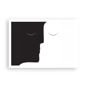 Poster - Eine minimalistische Silhouette zweier Gesichter in Kontrastfarben. - 100x70cm - Einheit der Gegensätze - Moderne Wanddekoration für Wohnzimmer und Schlafzimmer ARTTOR