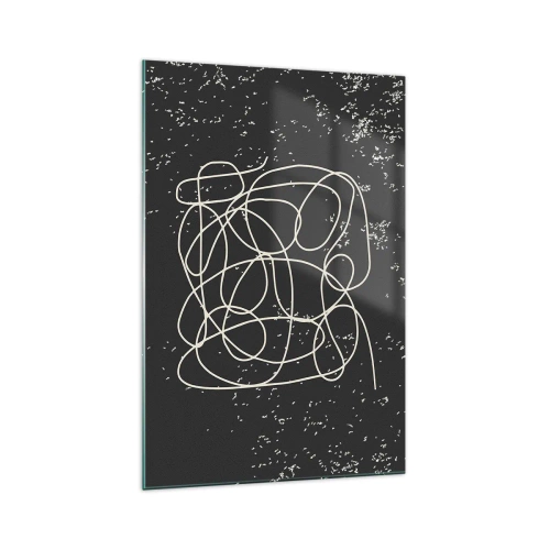 Glasbild - Bild auf glas - Abstrakte Linie auf schwarzem Hintergrund mit feinen Details - 70x100cm - Wandernde, umherschweifende Gedanken - Moderne Wanddekoration für Wohnzimmer und Schlafzimmer ARTTOR