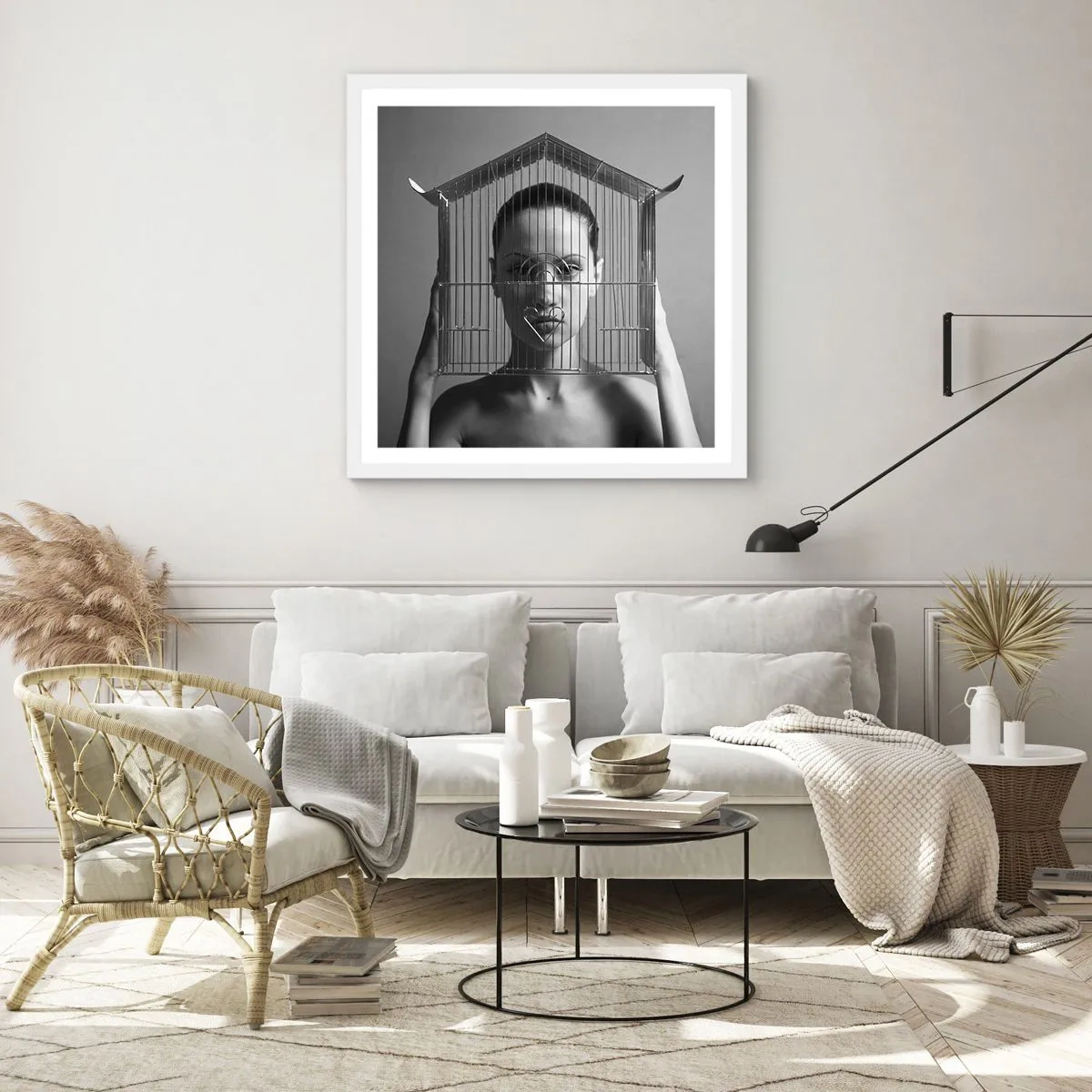Poster in einem weißen Rahmen - Ein leicht surreales Portrait - 50x50 cm