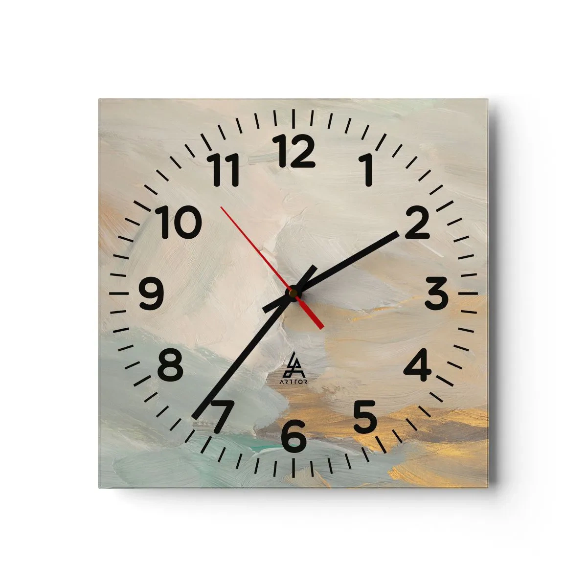 Wanduhr - Glasuhr - Abstraktion – das Land der Sanftheit - 40x40 cm