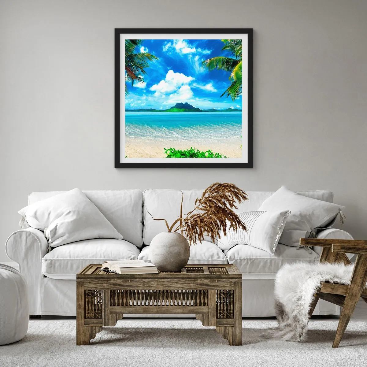Poster in einem schwarzem Rahmen - Das Azurblau der Tropen - 40x40 cm