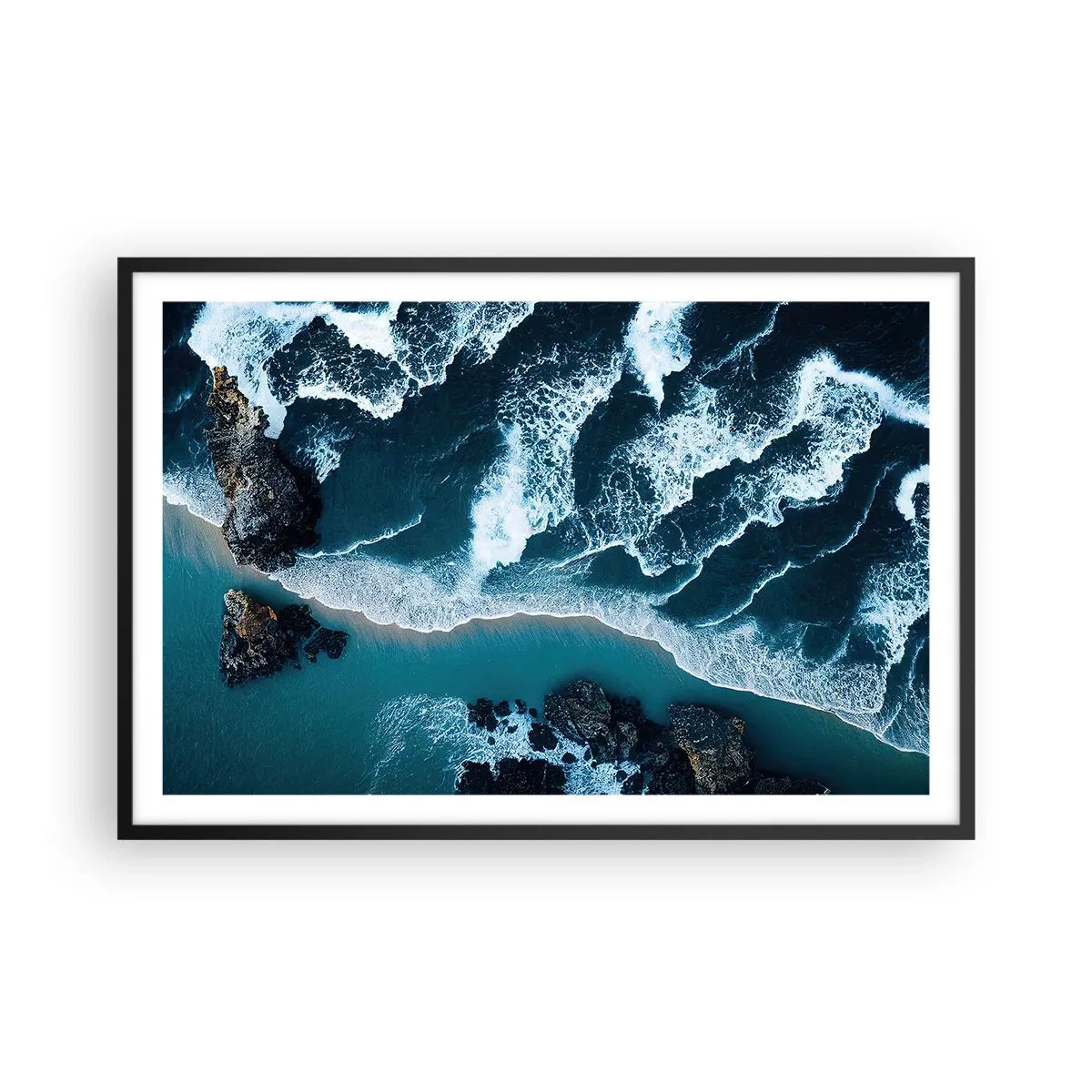 Poster in einem schwarzem Rahmen - In Wellen gehüllt - 91x61 cm