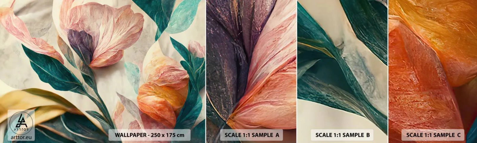 Fototapetenmuster Standard Eco - Blumen der südlichen Inseln - Blumen, Jahrgang, Botanik - 100x30 cm