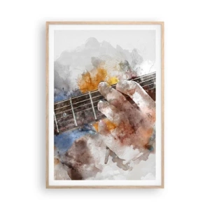 Poster in einem Rahmen aus heller Eiche - Poesie zwischen den Saiten - 70x100 cm