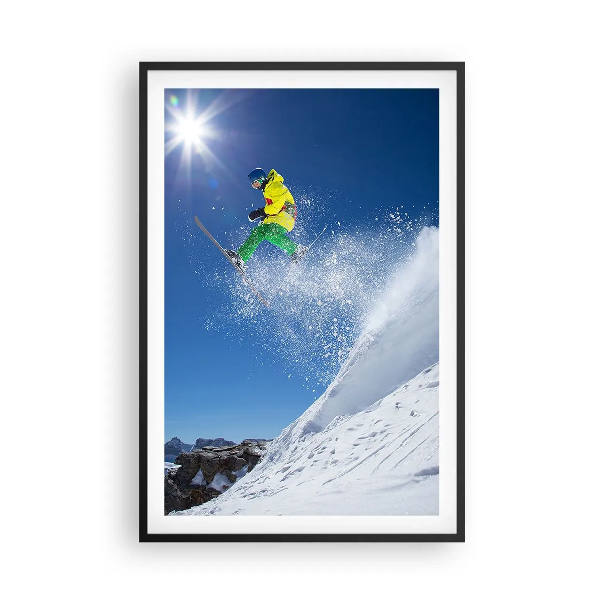 Poster in einem schwarzem Rahmen - Tanzen mit den Bergen - 61x91 cm