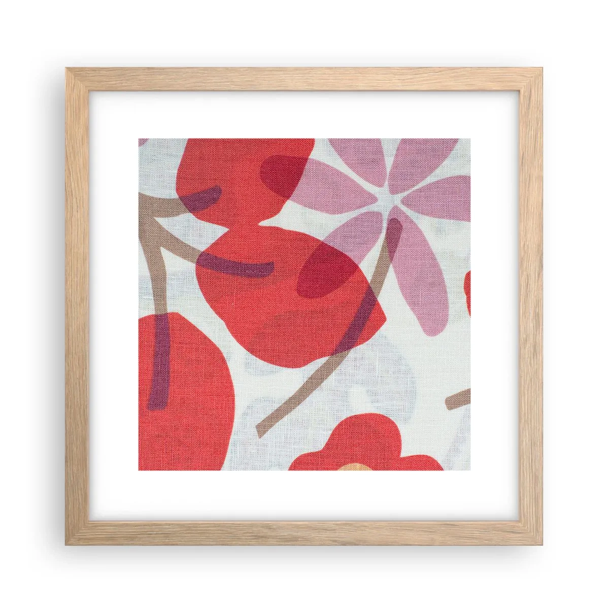 Poster in einem Rahmen aus heller Eiche - Blumenarrangement in Rosa - 30x30 cm