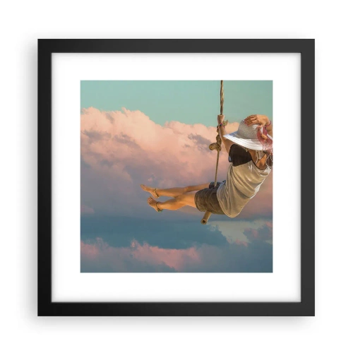 Poster in einem schwarzem Rahmen - Spaß in den Wolken - 30x30 cm