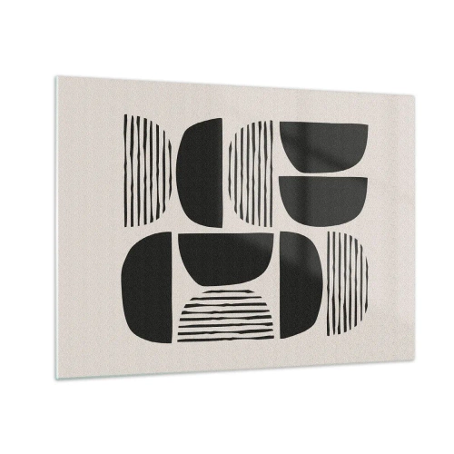 Glasbild - Bild auf glas - Abstrakte Komposition geometrischer Formen mit Linien - 70x50cm - Halbherzige Deals - Moderne Wanddekoration für Wohnzimmer und Schlafzimmer ARTTOR