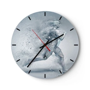 Wanduhr - Glasuhr - Die Silhouette einer laufenden Figur in dynamischer, abstrakter Form - 30x30cm - Kristallklare Energie - Moderne Wanddekoration für Wohnzimmer, Küche und Schlafzimmer ARTTOR
