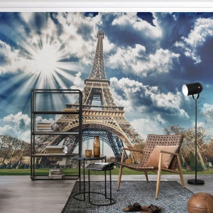 Fototapete Premium Canvas - Die Einzige unter der Sonne - Eiffelturm, Paris, Die Architektur - 500x350 cm