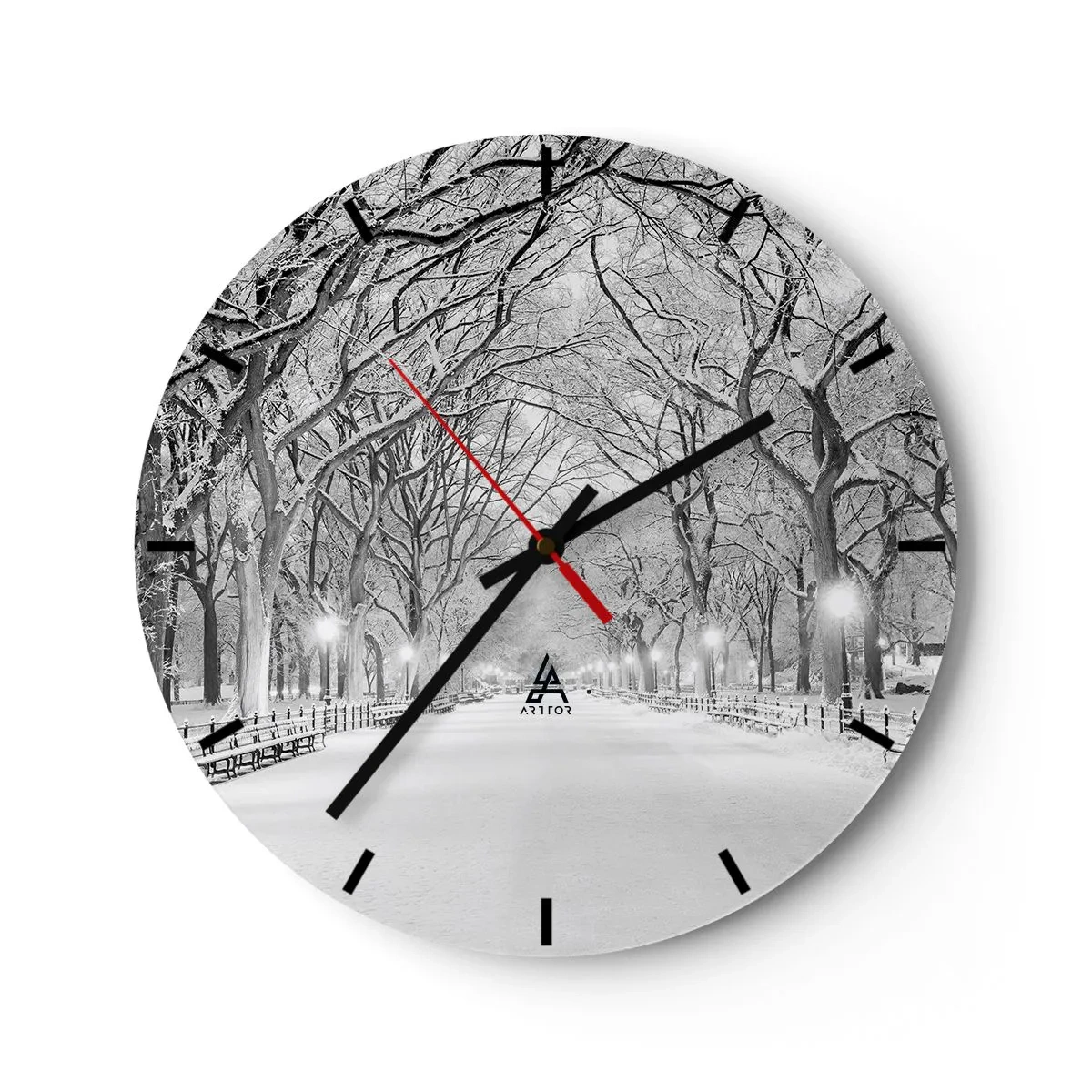 Wanduhr - Glasuhr - Vier Jahreszeiten - Winter - 40x40 cm