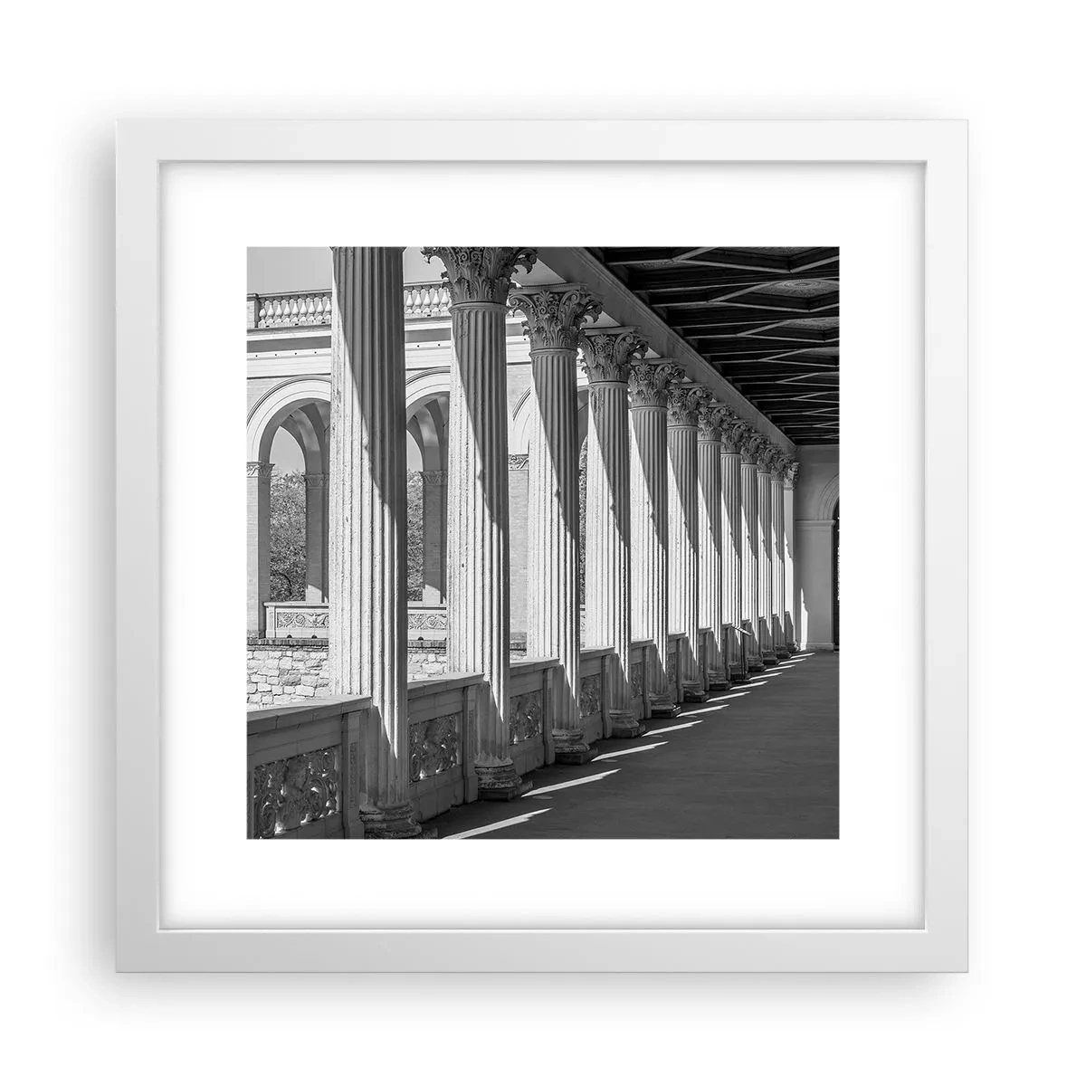 Poster in einem weißen Rahmen - Sonnige Arkade - 30x30 cm