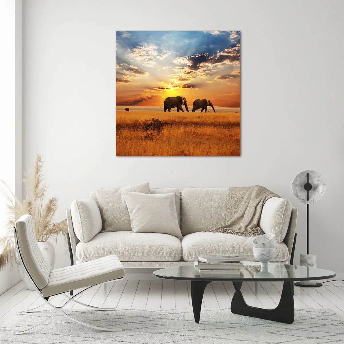 Glasbild - Bild auf glas - Familienspaziergang - 70x70 cm