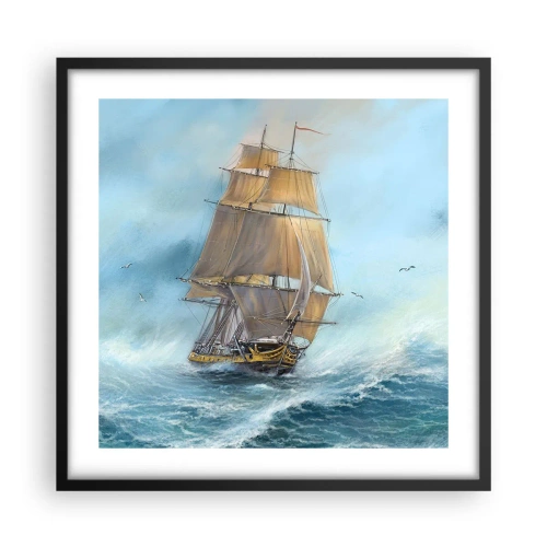 Poster in einem schwarzem Rahmen - Über die Wellen gleiten - 50x50 cm