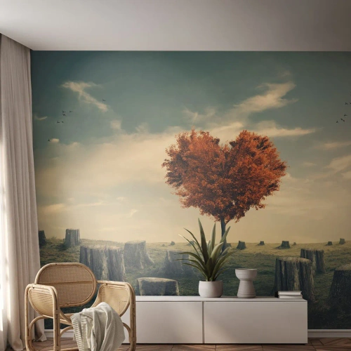 Fototapete Premium Canvas - Es gibt noch Hoffnung - Abstraktion, Landschaft, Baum - 300x210 cm
