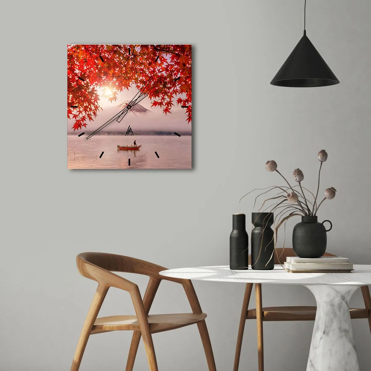 Wanduhr - Glasuhr - Im japanischen Klima - 30x30 cm