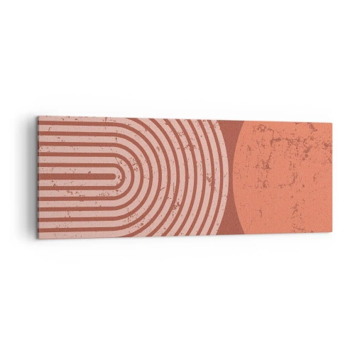 Bild auf Leinwand - Leinwandbild - Geometrische Muster in Terrakotta-Tönen auf Vintage-Hintergrund - 140x50cm - Enge Beziehung - Moderne Wanddekoration für Wohnzimmer und Schlafzimmer ARTTOR