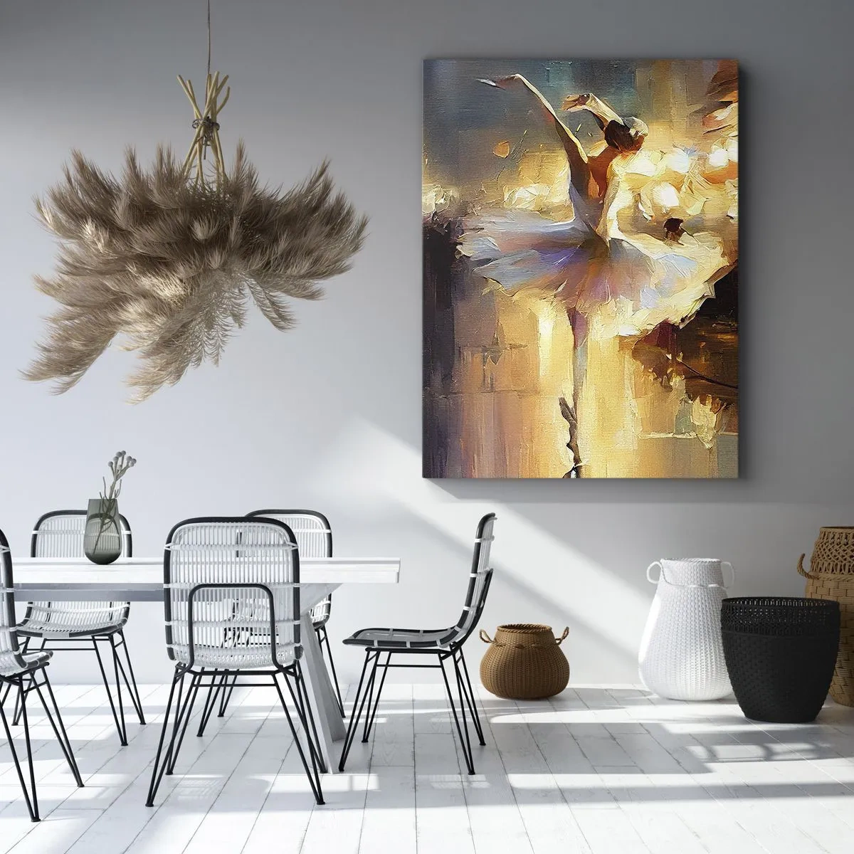 Bild auf Leinwand - Leinwandbild - Eine Ballerina tanzt vor einer beleuchteten Bühne - 50x70cm - Wunder auf der Straße - Moderne Wanddekoration für Wohnzimmer und Schlafzimmer ARTTOR