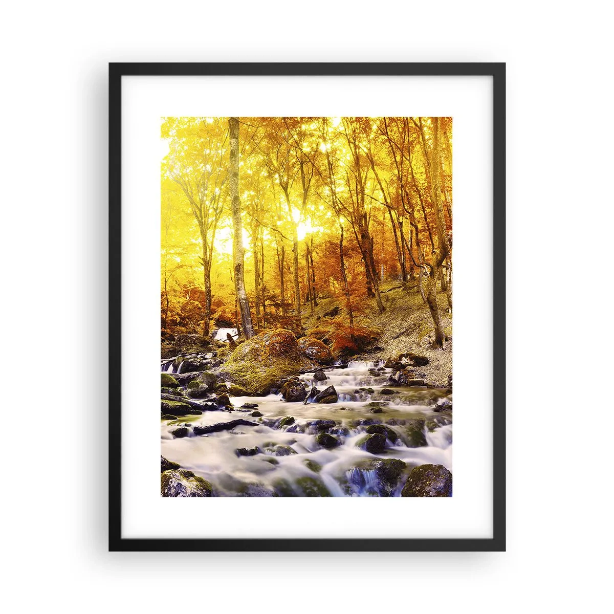 Poster in einem schwarzem Rahmen - In Gold und Platin gefasste Steine - 40x50 cm