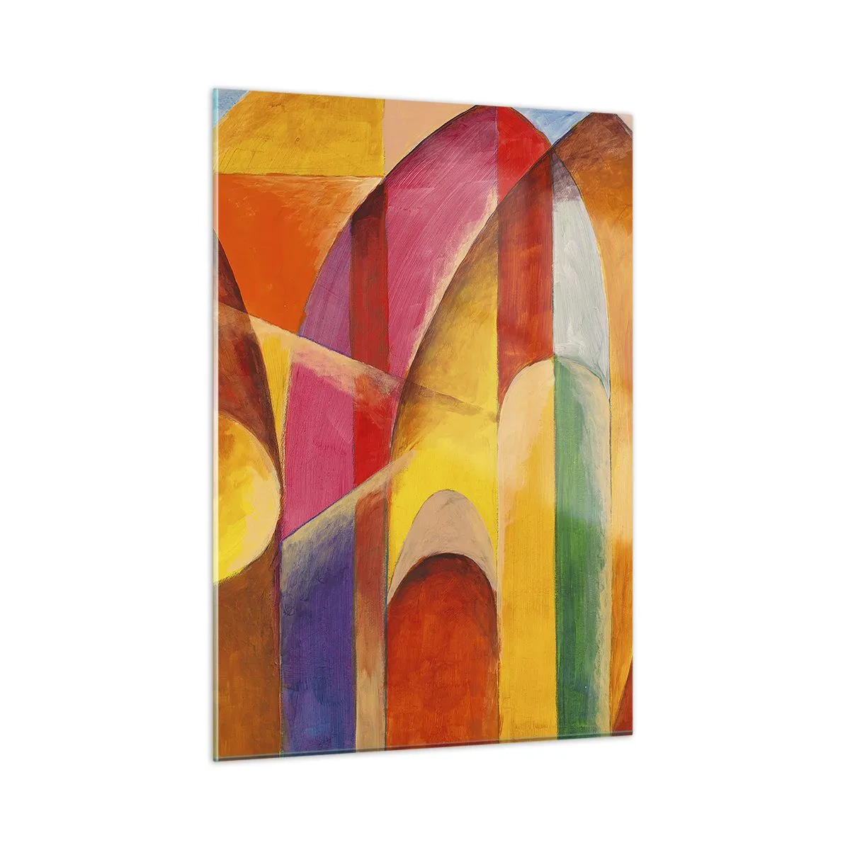 Glasbild - Bild auf glas - Bunte Abstraktion mit geometrischen Formen - 50x70cm - Kathedrale der Sonne - Moderne Wanddekoration für Wohnzimmer und Schlafzimmer ARTTOR