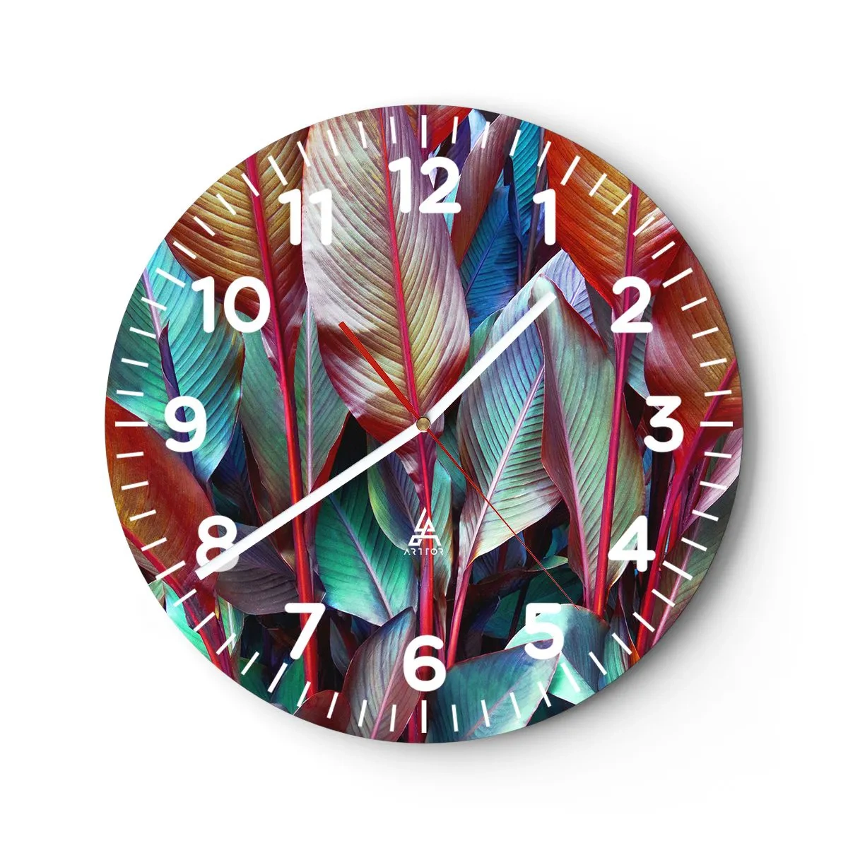 Wanduhr - Glasuhr - Buntes Dickicht - 40x40 cm