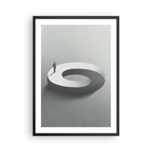 Poster in einem schwarzem Rahmen - Eine minimalistische Figur auf einer geometrischen Struktur - 50x70cm - Und wie soll man davon klug werden - Moderne Wanddekoration für Wohnzimmer und Schlafzimmer ARTTOR