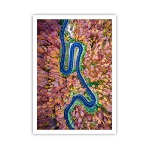 Poster - Kurvenreicher Weg durch den Wald - 70x100 cm