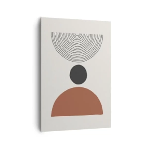 Bild auf Leinwand - Leinwandbild - Abstrakte geometrische Figuren in warmen Farben - 70x100cm - Das Zentrum der Aufmerksamkeit - Moderne Wanddekoration für Wohnzimmer und Schlafzimmer ARTTOR