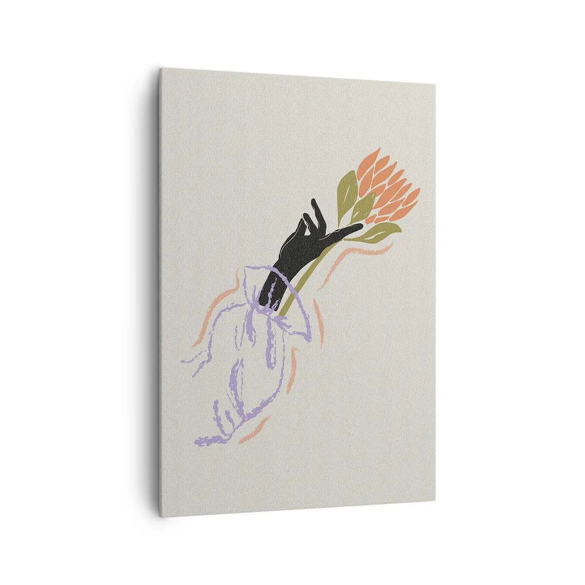 Bild auf Leinwand - Leinwandbild - Ein minimalistischer Blumenstrauß im zarten Stil - 70x100cm - Schwesterliche Berührung - Moderne Wanddekoration für Wohnzimmer und Schlafzimmer ARTTOR