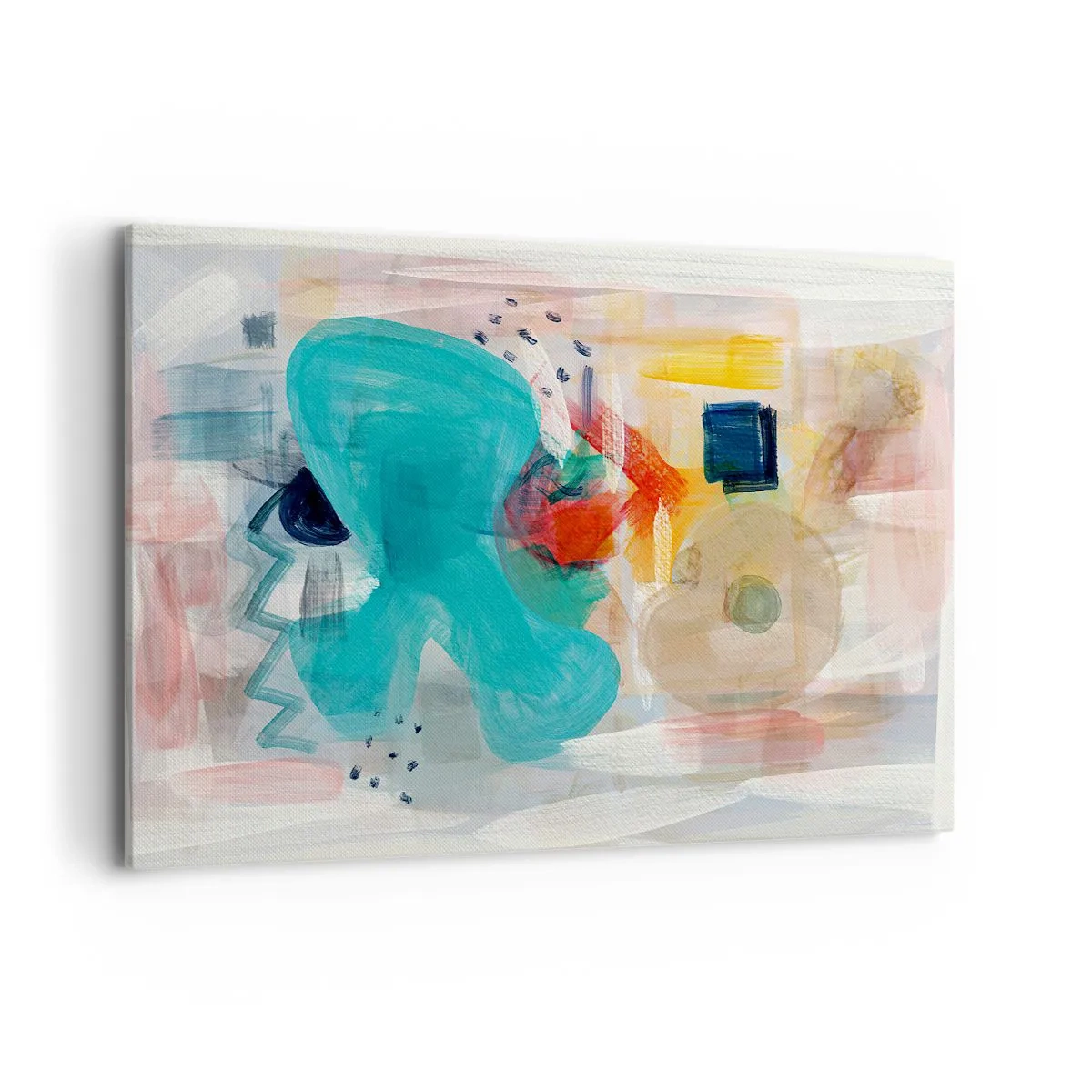 Bild auf Leinwand - Leinwandbild - Abstrakte Formen und Farben schaffen eine dynamische Komposition - 100x70cm - Buntes Spiel - Moderne Wanddekoration für Wohnzimmer und Schlafzimmer ARTTOR