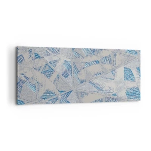 Bild auf Leinwand - Leinwandbild - Geometrische Muster in Blau- und Grautönen - 120x50cm - In einem blaugrauen Labyrinth - Moderne Wanddekoration für Wohnzimmer und Schlafzimmer ARTTOR