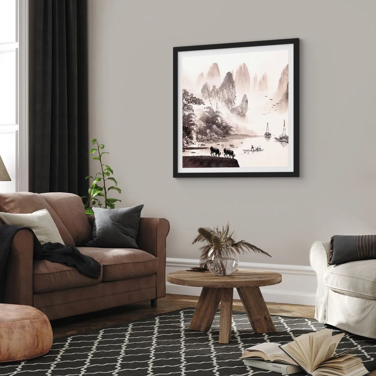 Poster in einem schwarzem Rahmen - Der exotische Alltag des Ostens - 60x60 cm