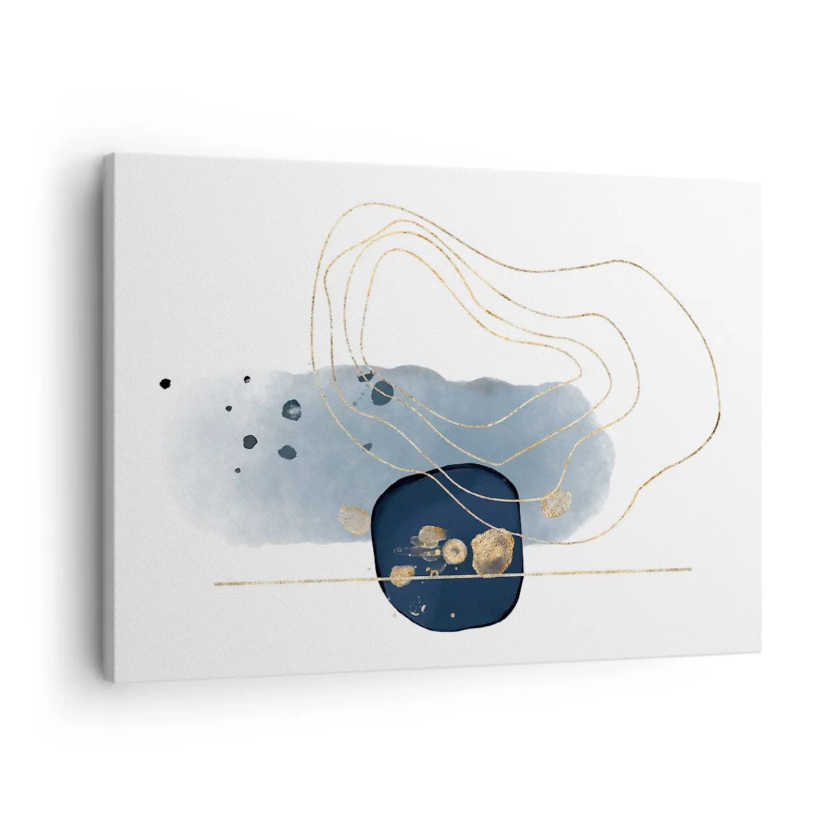 Bild auf Leinwand - Leinwandbild - Abstraktion in Blau- und Goldtönen - 70x50cm - Blau-goldene Fantasie - Moderne Wanddekoration für Wohnzimmer und Schlafzimmer ARTTOR