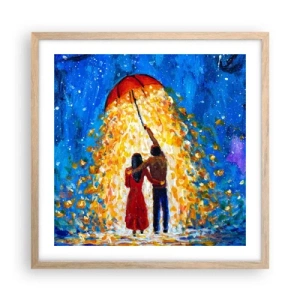 Poster in einem Rahmen aus heller Eiche - Zauber eines Regenabends? - 50x50 cm