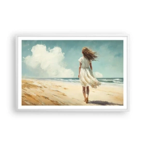 Poster in einem weißen Rahmen - Der Sonne und dem Wind begegnen - 91x61 cm