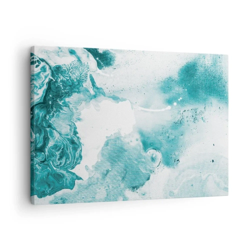Bild auf Leinwand - Leinwandbild - Abstraktion in Blautönen mit zarten Akzenten in Weiß - 70x50cm - Morast von Blau - Moderne Wanddekoration für Wohnzimmer und Schlafzimmer ARTTOR