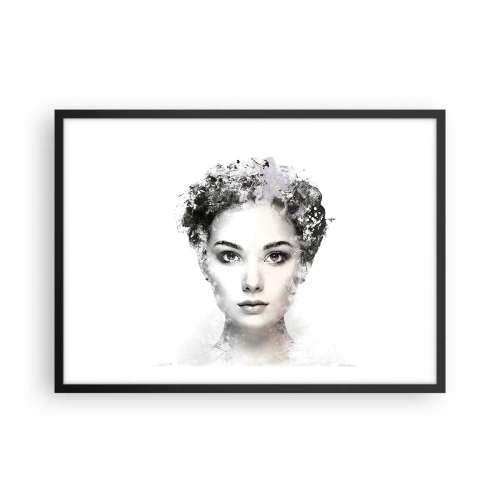Poster in einem schwarzem Rahmen - Ein künstlerisches Frauenporträt mit zarten abstrakten Akzenten. - 70x50cm - Ein äußerst stilvolles Portrait - Moderne Wanddekoration für Wohnzimmer und Schlafzimmer ARTTOR