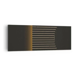 Bild auf Leinwand - Leinwandbild - Geometrisches Muster mit Streifen auf dunklem Hintergrund - 140x50cm - Die Dunkelheit erkunden - Moderne Wanddekoration für Wohnzimmer und Schlafzimmer ARTTOR